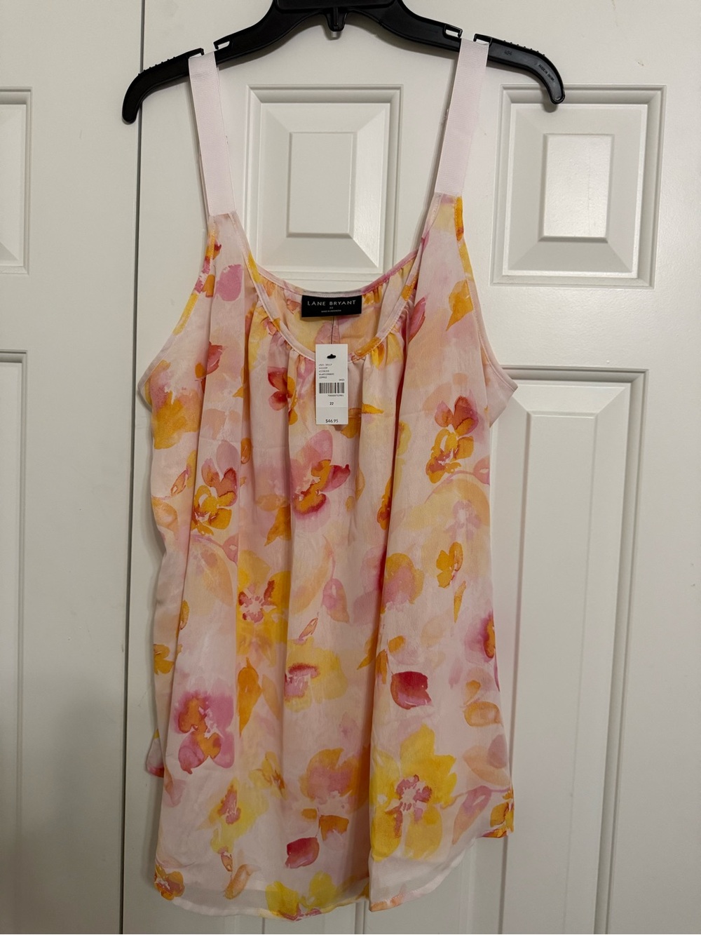 Lane Bryant Pink Floral Camisole with Yellow Accents